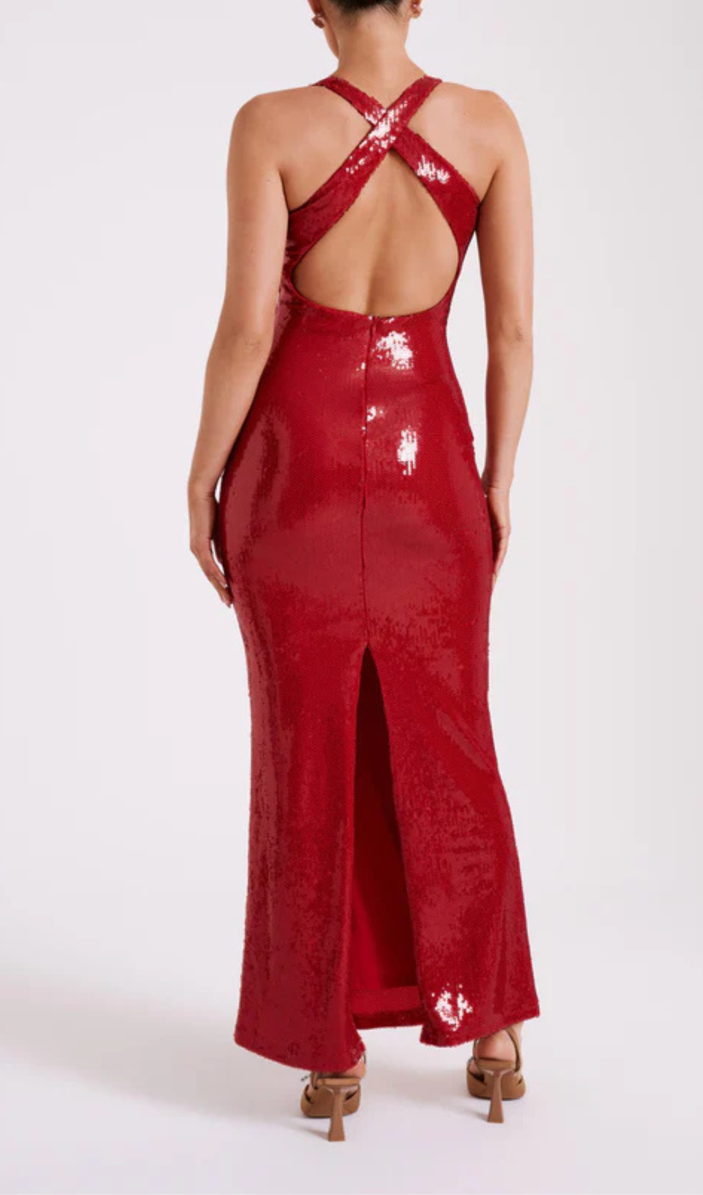 Flowering Girl Women ROSE SEQUIN MAXI DRESS IN RED