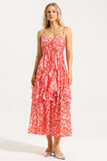 Flowering Girl Women Floral Ruched Ruffle Cami Maxi Dress