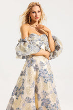 Flowering Girl Women Jacquard Off-Shoulder Midi Dress