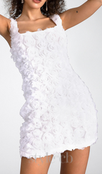 Flowering Girl Women WHITE 3D FLORAL MINI DRESS