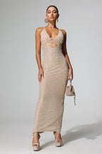 Flowering Girl Women Yetta Diamante Sleeveless Midi Mesh Dress - Beige