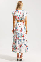 Flowering Girl Women Floral Agaric Lace V-Neck Cut-Out Midi Dress