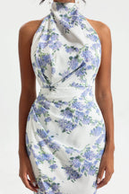 Flowering Girl Women Floral Halter Neck Split Maxi Dress