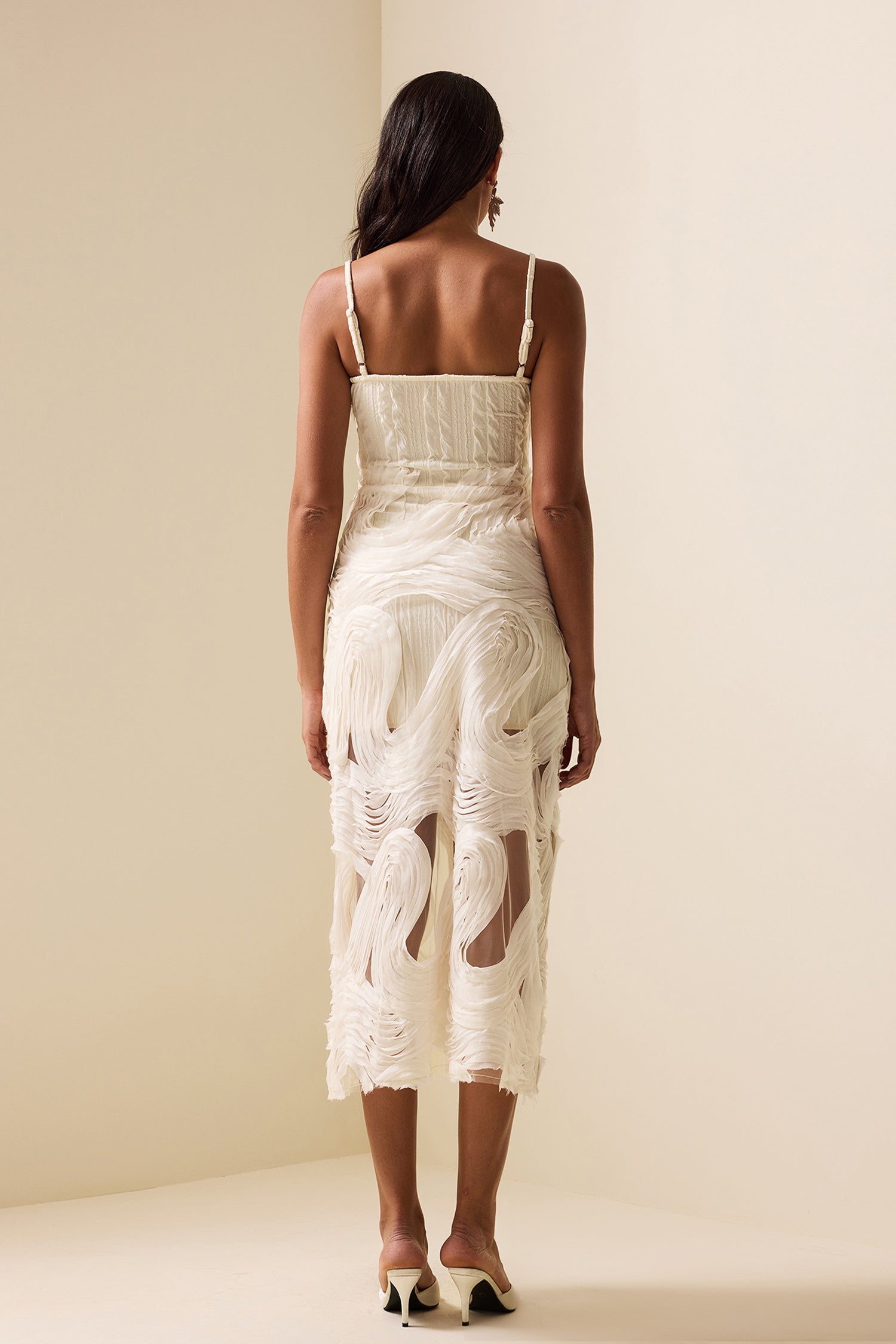 Flowering Girl Women Embroidery Lace Sleeveless Midi Dress