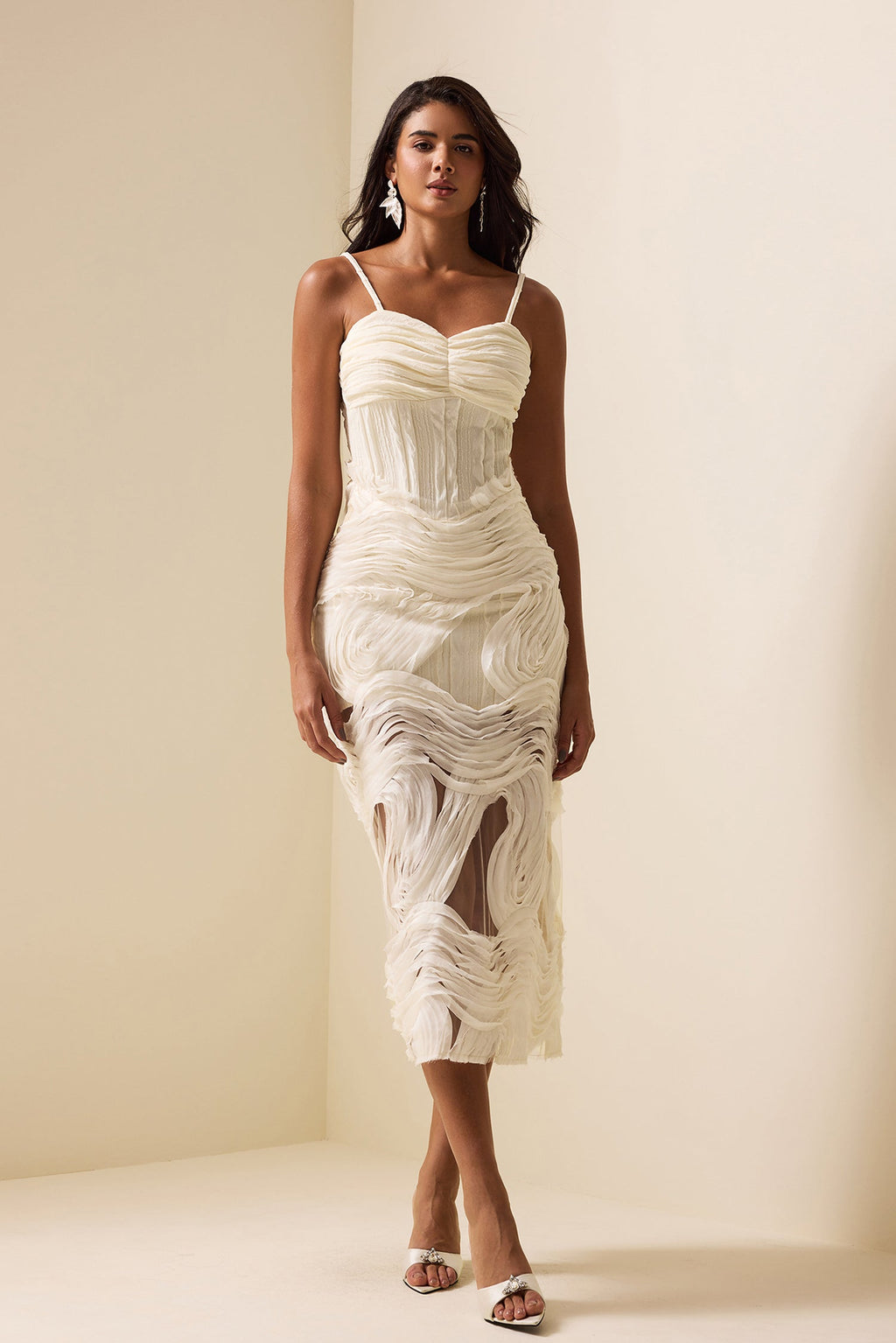 Flowering Girl Women Embroidery Lace Sleeveless Midi Dress