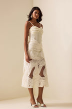 Flowering Girl Women Embroidery Lace Sleeveless Midi Dress
