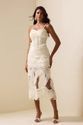 Flowering Girl Women Embroidery Lace Sleeveless Midi Dress