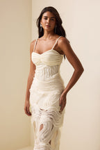 Flowering Girl Women Embroidery Lace Sleeveless Midi Dress