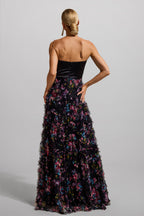 Flowering Girl Women Floral Mesh Sleeveless Maxi Dress