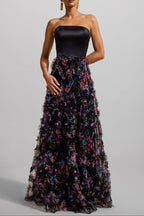 Flowering Girl Women Floral Mesh Sleeveless Maxi Dress