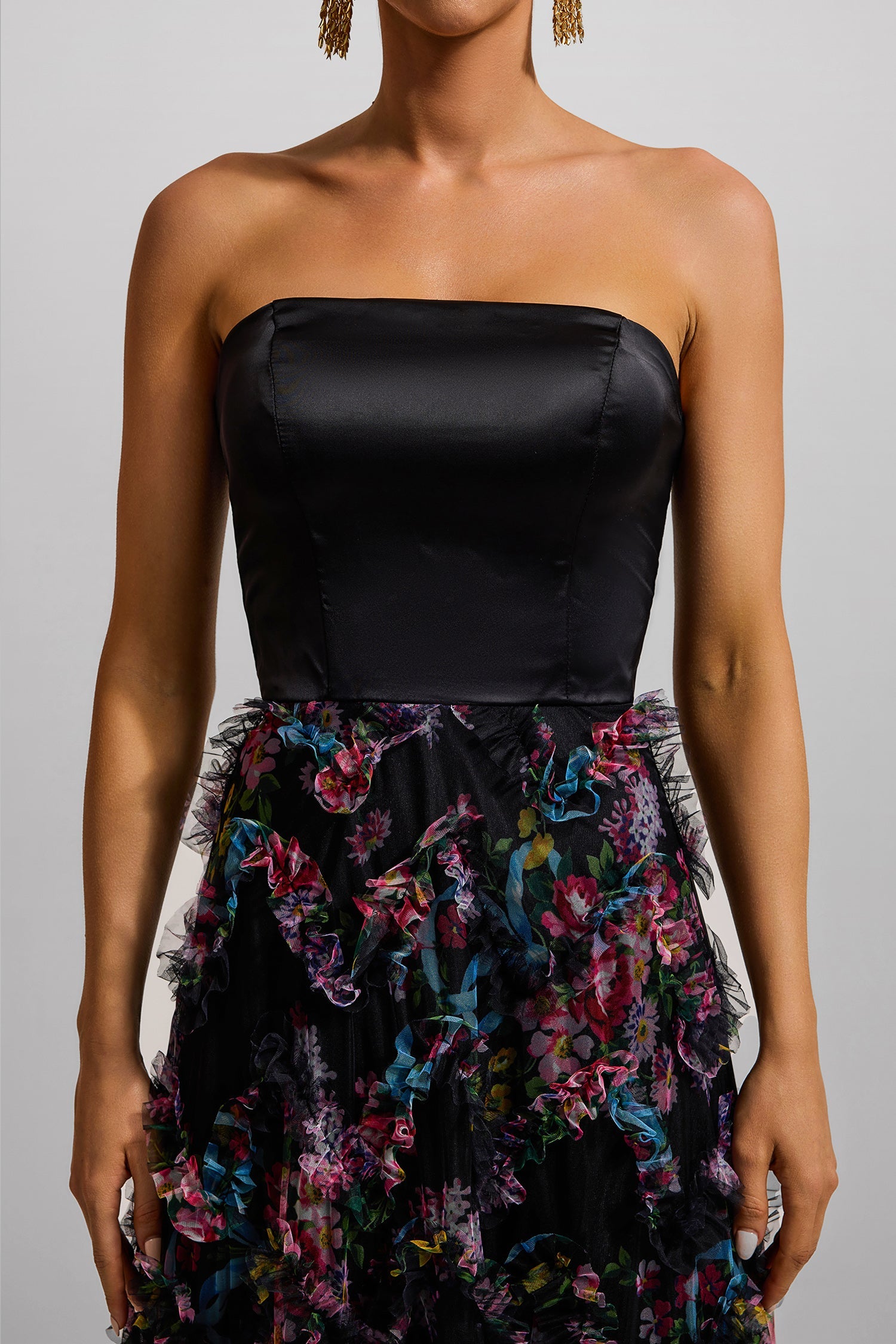 Flowering Girl Women Floral Mesh Sleeveless Maxi Dress