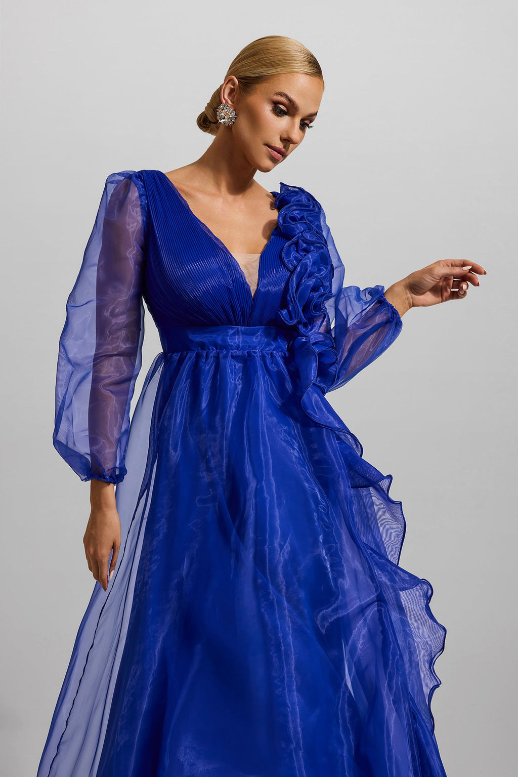 Flowering Girl Women Frill Pleat Large Hemline Maxi Dress