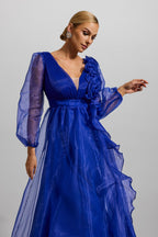 Flowering Girl Women Frill Pleat Large Hemline Maxi Dress
