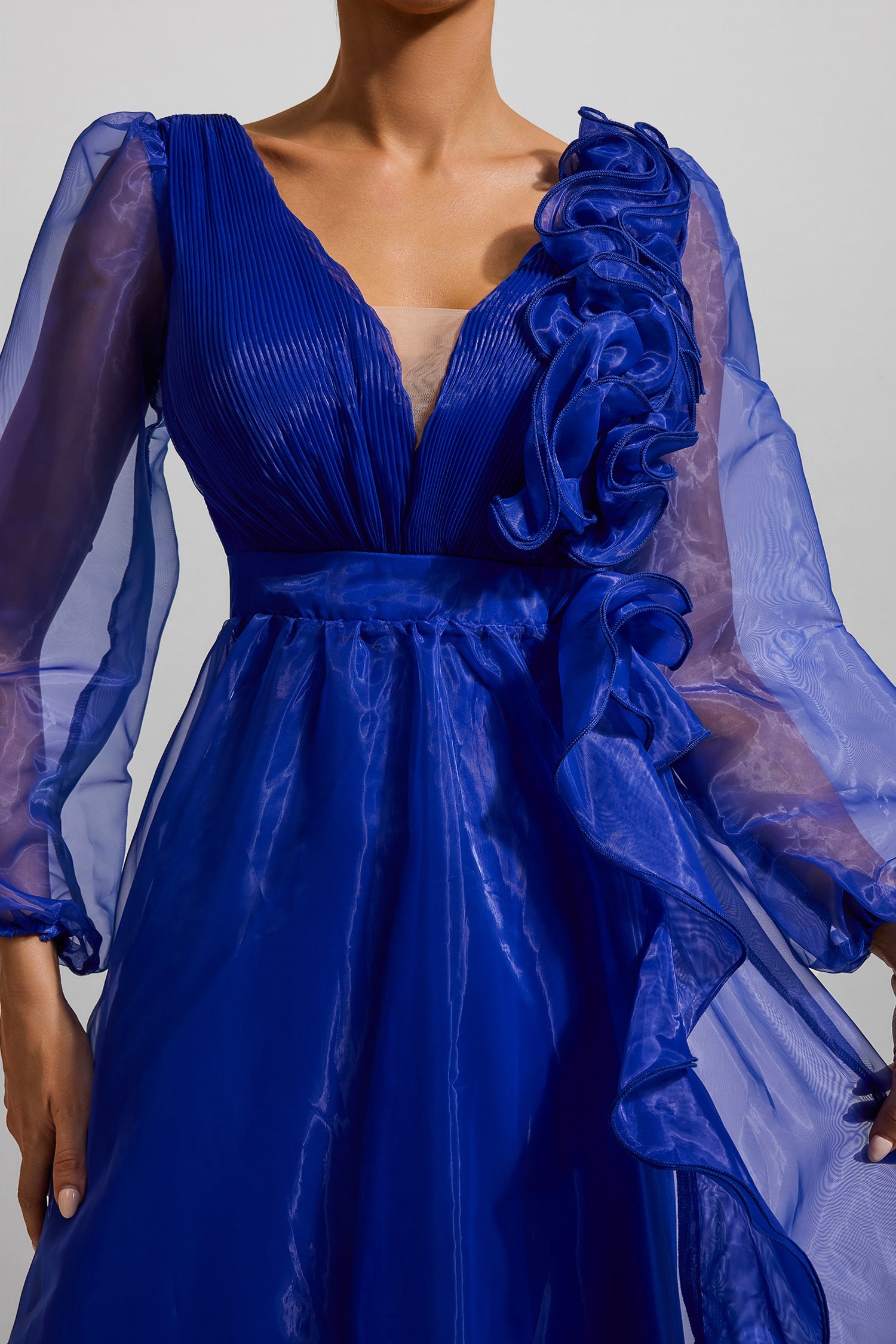 Flowering Girl Women Frill Pleat Large Hemline Maxi Dress