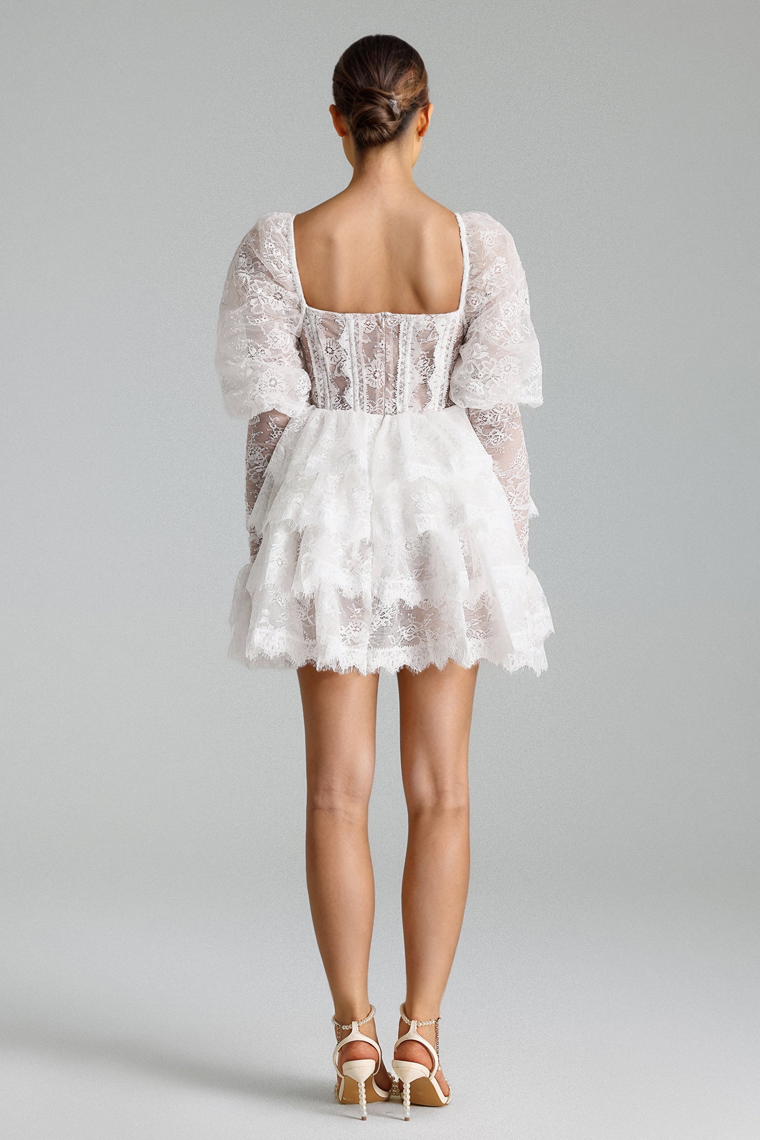 Flowering Girl Women Uiala Lace Puff Sleeves Mini Dress