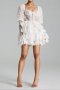 Flowering Girl Women Uiala Lace Puff Sleeves Mini Dress