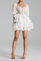 Flowering Girl Women Uiala Lace Puff Sleeves Mini Dress