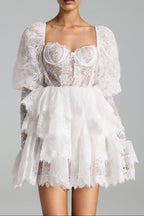 Flowering Girl Women Uiala Lace Puff Sleeves Mini Dress