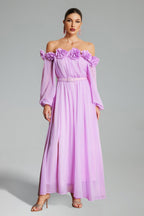 Flowering Girl Women Marge Off Shoulder Flowers Maxi Dress