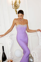 Flowering Girl Women Fawn Pearls Fishtail Maxi Dress - Purple