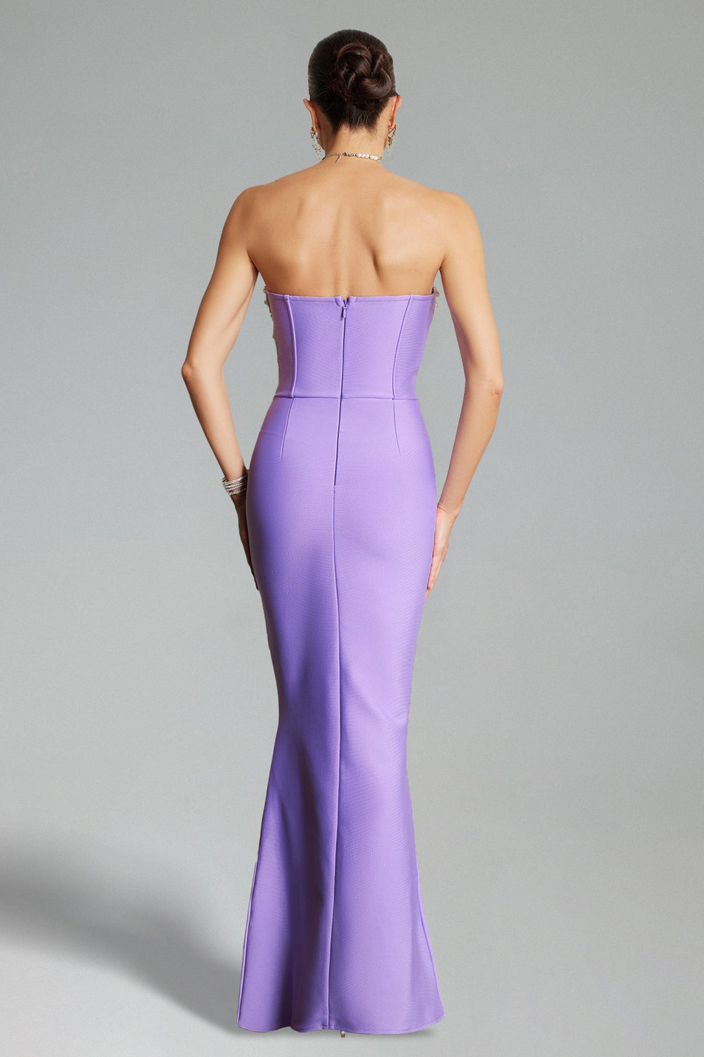 Flowering Girl Women Fawn Pearls Fishtail Maxi Dress - Purple