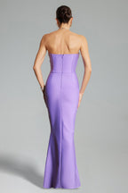 Flowering Girl Women Fawn Pearls Fishtail Maxi Dress - Purple