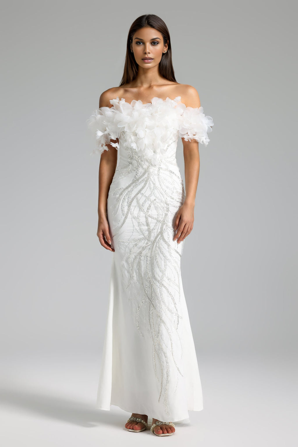 Flowering Girl Women Eila One Shoulder Bow Sequin Maxi Dress