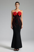 Flowering Girl Women Janetta Flowers Strapless Slim Bandage Maxi Dress