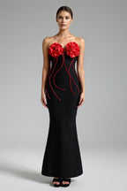 Flowering Girl Women Janetta Flowers Strapless Slim Bandage Maxi Dress