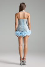 Flowering Girl Women Dazze Diamond Halter Strapless Mini Dress