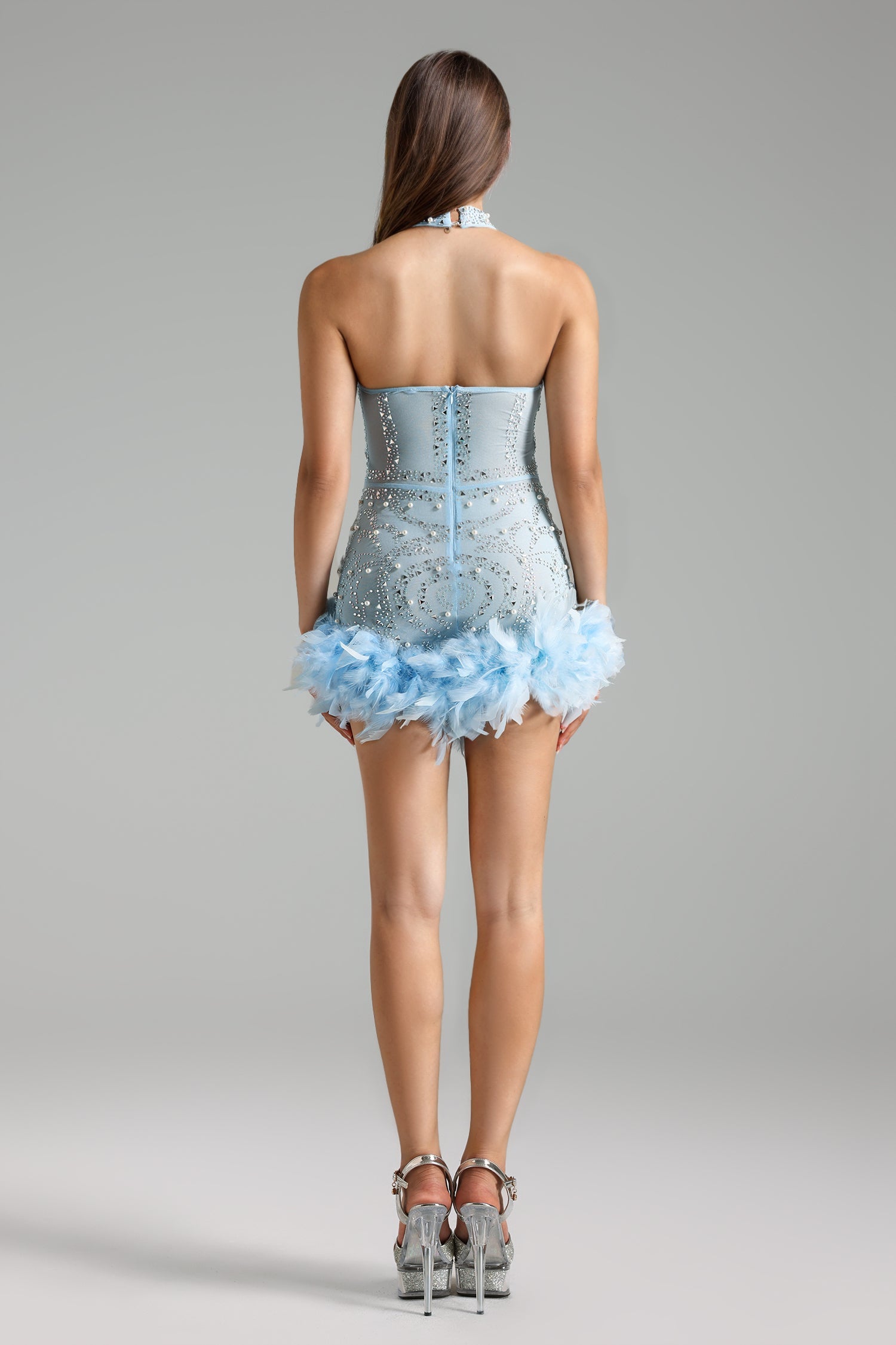 Flowering Girl Women Dazze Diamond Halter Strapless Mini Dress