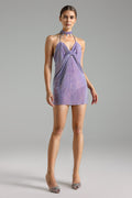 Flowering Girl Women Zaha V-Neck Diamond Bow Mini Dress