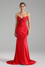Flowering Girl Women Waner Strapless Diamond Setting Backless Maxi Dress