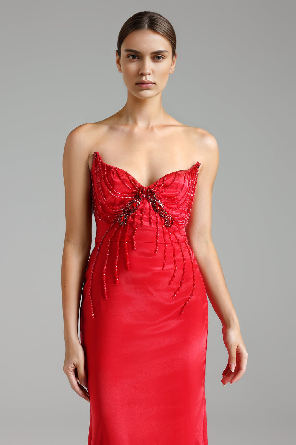Flowering Girl Women Waner Strapless Diamond Setting Backless Maxi Dress