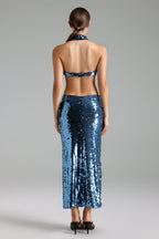 Flowering Girl Women Irene Halter Sequin Maxi Dress