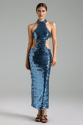 Flowering Girl Women Irene Halter Sequin Maxi Dress