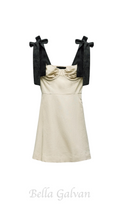 Flowering Girl Women linen blend mini dress with contrast bows