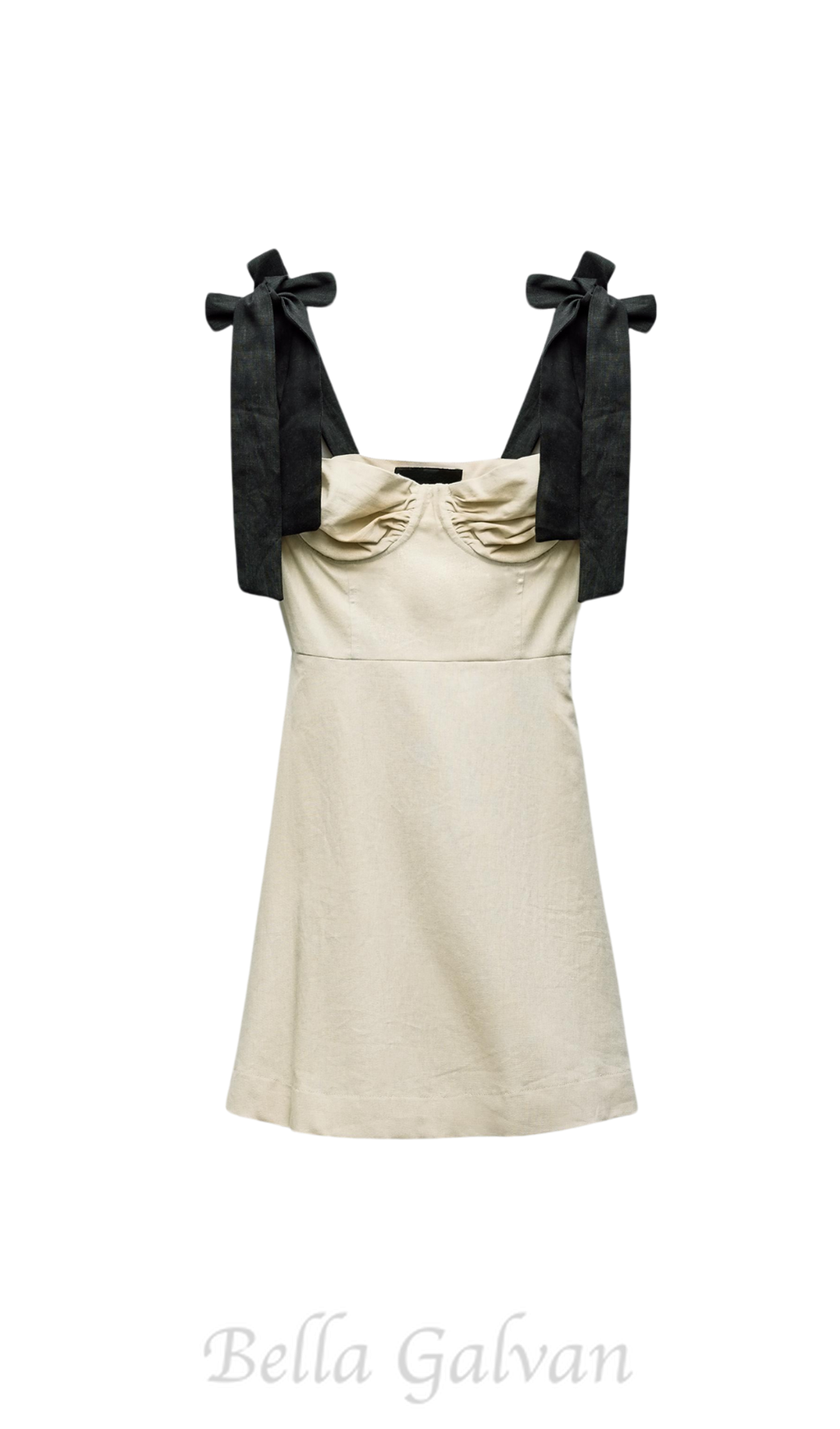 Flowering Girl Women linen blend mini dress with contrast bows