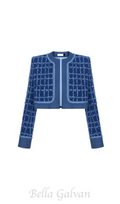 Flowering Girl Women Cathy patchwork Tweed Jacket in blue