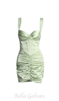 Flowering Girl Women CUSI CORSET RUCHED MINI DRESS IN GREEN