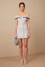 Flowering Girl Women Noémie grey off-shoulder A-line mini dress