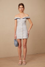 Flowering Girl Women Noémie grey off-shoulder A-line mini dress