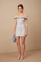 Flowering Girl Women Noémie grey off-shoulder A-line mini dress