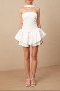Flowering Girl Women Olivia White Halterneck Ruffled Mini Dress