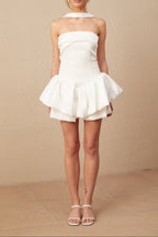 Flowering Girl Women Olivia White Halterneck Ruffled Mini Dress