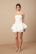 Flowering Girl Women Olivia White Halterneck Ruffled Mini Dress