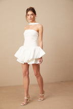 Flowering Girl Women Olivia White Halterneck Ruffled Mini Dress