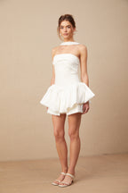 Flowering Girl Women Olivia White Halterneck Ruffled Mini Dress