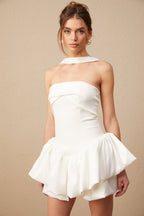 Flowering Girl Women Olivia White Halterneck Ruffled Mini Dress