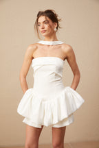 Flowering Girl Women Olivia White Halterneck Ruffled Mini Dress
